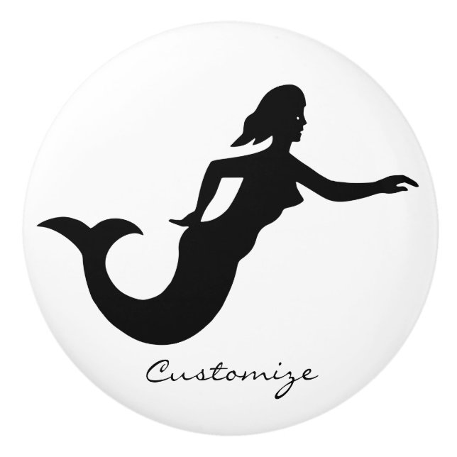 Mermaid Silhouette Thunder_Cove Ceramic Knob (Front)