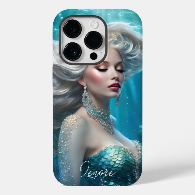 Mermaid Silver Hair Turquoise Ocean Case-Mate iPhone Case (Back)