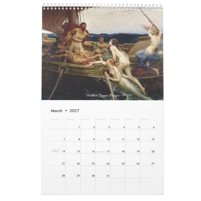 Mermaid Siren Classic Paintings Calendar (Mar 2027)