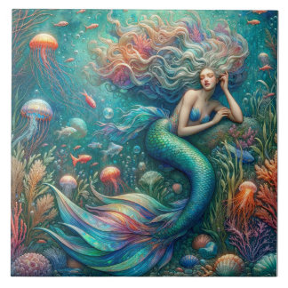 Mermaid Siren's Coral Kingdom - Ocean Fantasy Tile