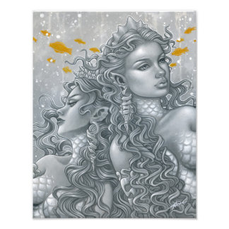 Mermaid Sisters, Fantasy Art Photo Print