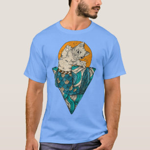 Mermaid Sitting Cat Kitten cat colorful art T-Shirt