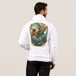 Mermaid sitting on a rock with a open treasured hoodie