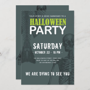 Mermaid Skeleton Dark Halloween Party Invitation