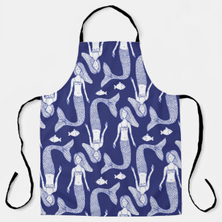 Mermaid Sketch: Vintage Fish Pattern. Apron