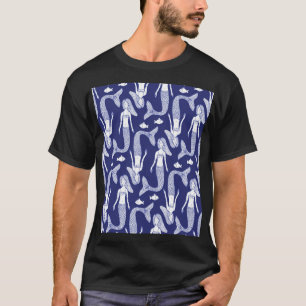 Mermaid Sketch: Vintage Fish Pattern. T-Shirt