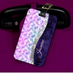 Mermaid skin purple silver faux glitter monogram luggage tag<br><div class="desc">Pretty chic and elegant girly mermaid skin iridescent faux glitter in pink purple silver colours to create a cute unique girly case to protect your device. Beautiful, modern and cool cover for the trend-savvy and art-loving hip trendsetter. This stylish beautiful design would be great for girls who enjoy trendy sparkly...</div>