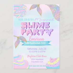 Mermaid slime Invitation, Slime Party invite