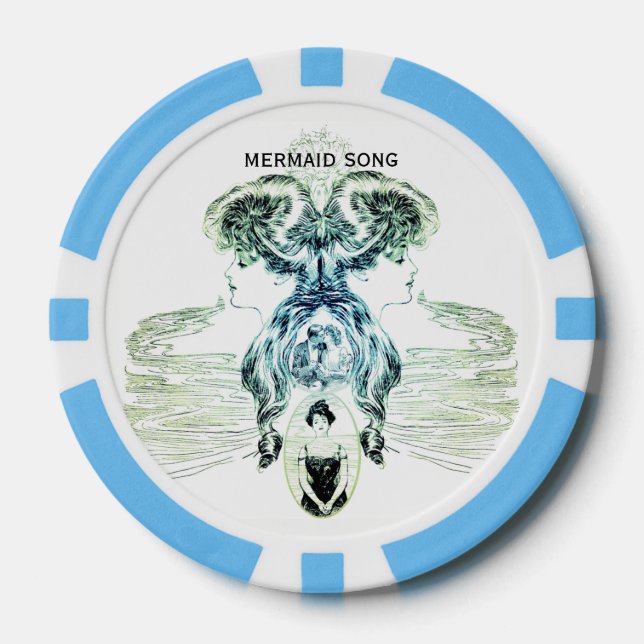 Mermaid Song Sea Love Romance Golf Ball Marker Poker Chips (Front)