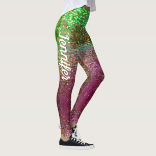 Mermaid Sparkle Scales Pink Green jogging NAME Leggings