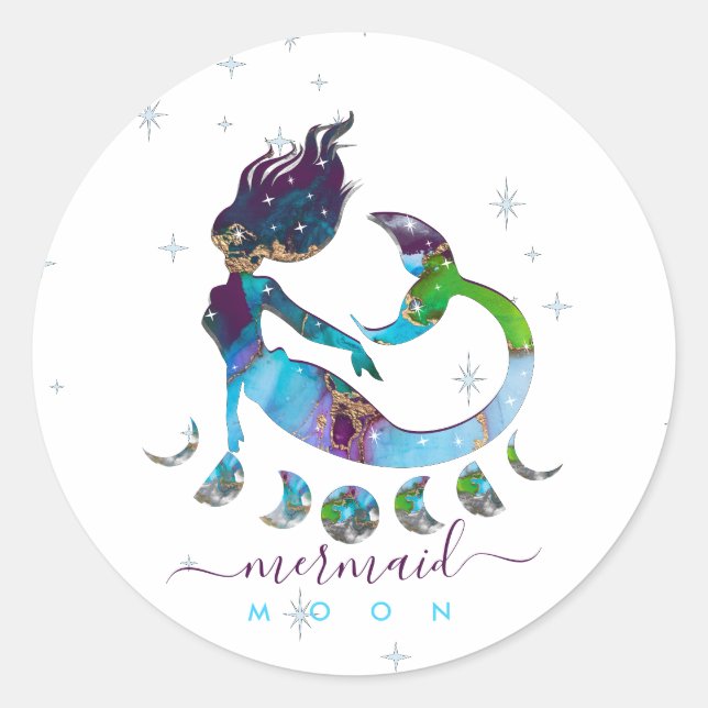Mermaid spiritual zodiac classic round sticker (Front)