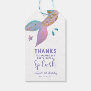 Mermaid Splash Birthday Party Thank You Favour Gift Tags
