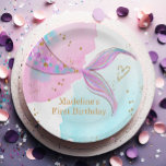 Mermaid Splish Splash Pool Party Girl Birthday Paper Plate<br><div class="desc">♥ A fun invitation for your little ones birthday party! ★ Easily PERSONALIZE this design with your details! ★ If you need coordinating MATCHING ITEMS, please check our matching collection or shop. Do you have any questions about our designs or if you can't find what you are looking for, please...</div>