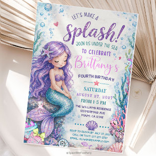 Mermaid Splish Splash Under the Sea  Invitation
