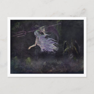 Mermaid spots baby krakesh, skulls postcard