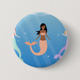 mermaid squad 6 cm round badge