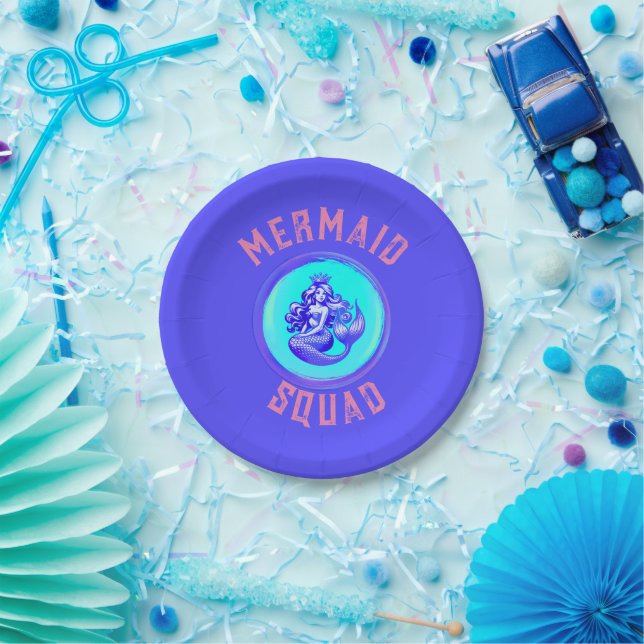 Mermaid Squad Birthday Party Theme Paper Plate (Party)