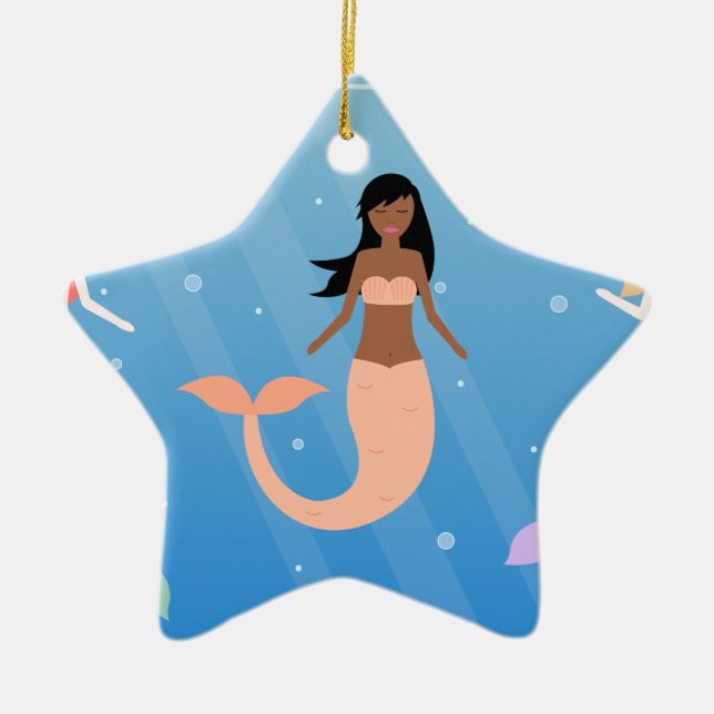 mermaid squad ceramic tree decoration (Front)