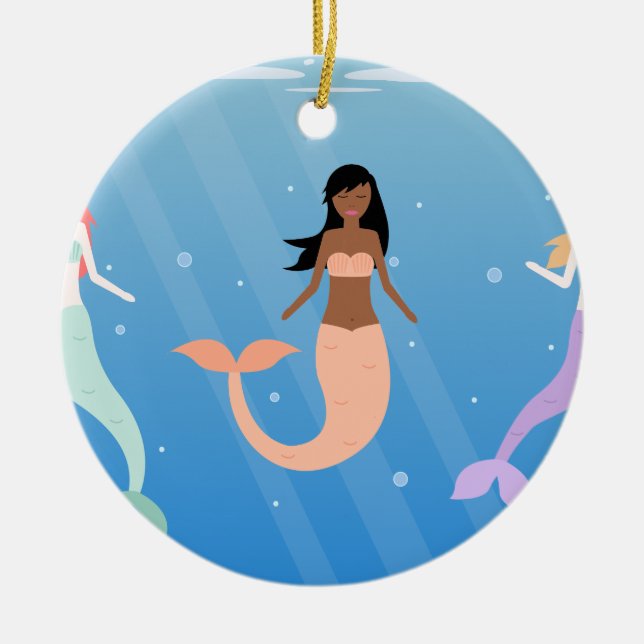 mermaid squad ceramic tree decoration (Front)