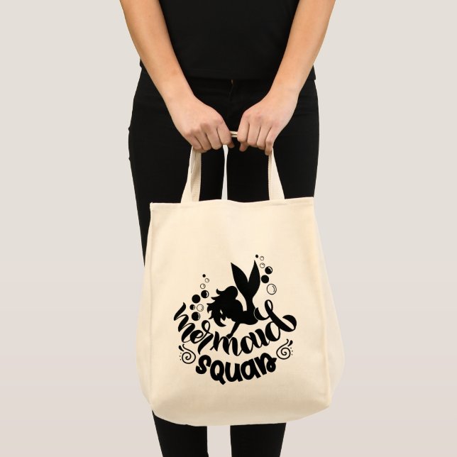 Mermaid Squad Funny Cute Beach Tote Bag (Front (Product))
