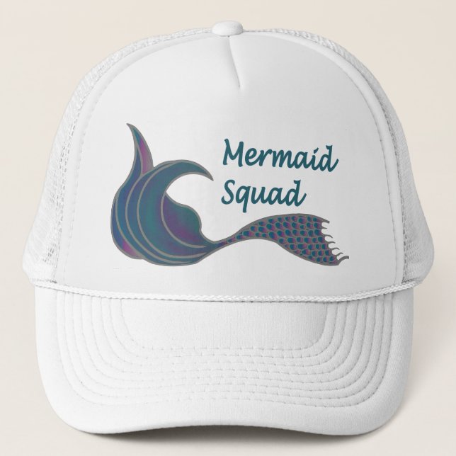 Mermaid Squad Greens and Pinks Trucker Hat (Front)