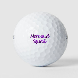 Mermaid Squad in purple text Golf Balls