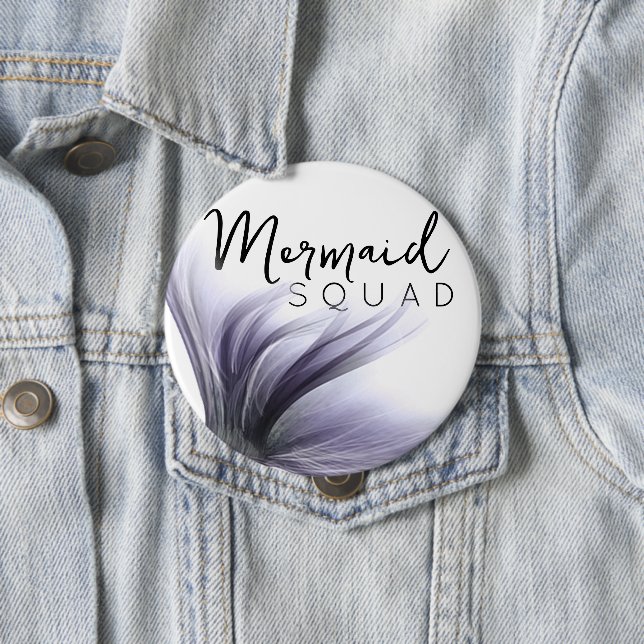 Mermaid Squad | Lavender Purple Chic Bachelorette 10 Cm Round Badge (In Situ)