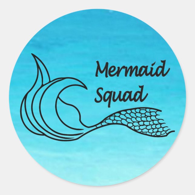 Mermaid Squad logo on a sticker (Front)