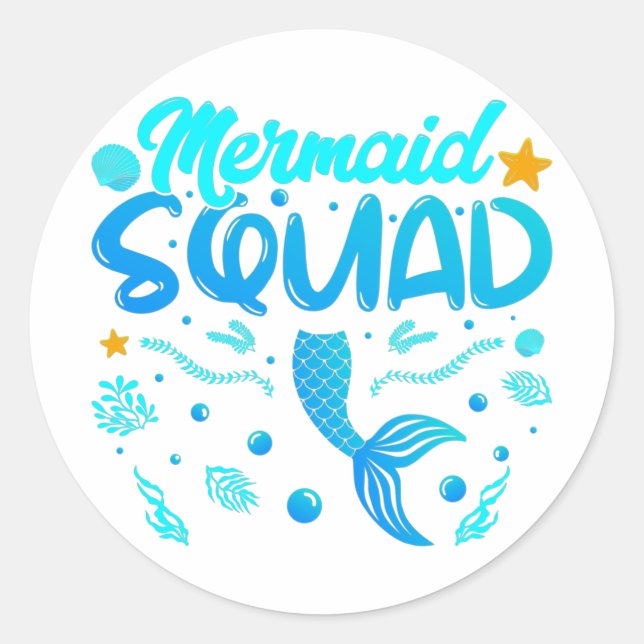 Mermaid Squad Of The Birthday Classic Round Sticke Classic Round Sticker (Front)