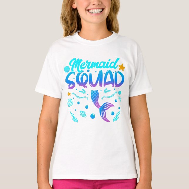 Mermaid Squad Of The Birthday Girl T-Shirt (Front)