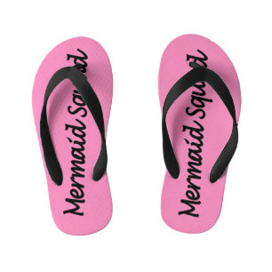 Mermaid Squad pink flip flops