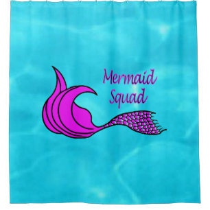 Mermaid Squad pink mermaid tail shower curtiain Curtain