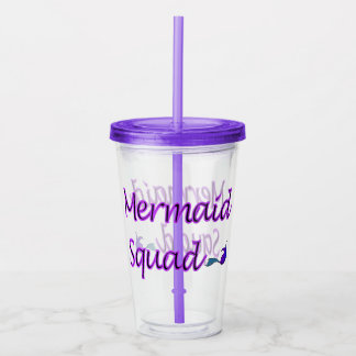 Mermaid Squad purple/blue tail acrylic tumbler