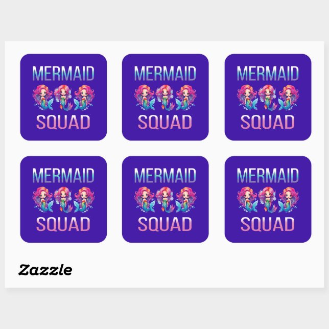 Mermaid Squad Square Sticker (Sheet)