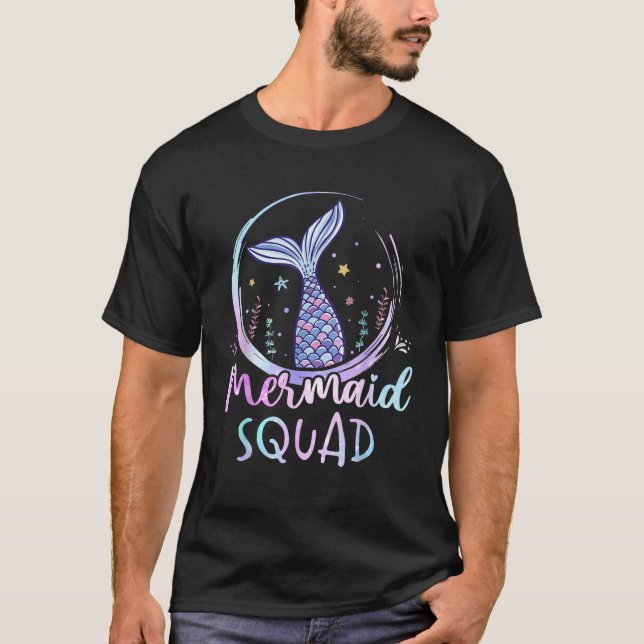 Mermaid Squad Tee Birthday Mermaid Girl Beach Merm (Front)