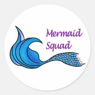 Mermaid Squad with blue mermaid tail sticker