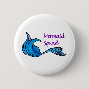Mermaid Squad with blue tail 6 Cm Round Badge