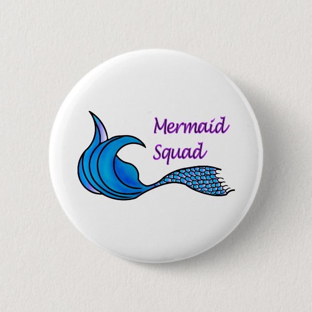 Mermaid Squad with blue tail 6 Cm Round Badge (Front)