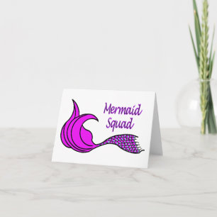 Mermaid Squad with bright pink mermaid tail Note Card