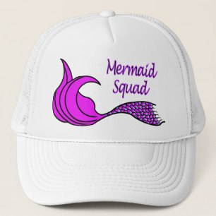 Mermaid Squad with bright pink mermaid tail Trucker Hat
