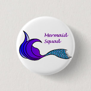 Mermaid Squad with purple and blue tail button