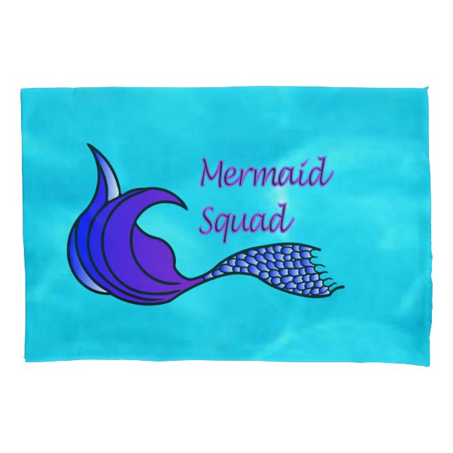 Mermaid Squad with purple mermaid tail pillowcase (Front-Left)