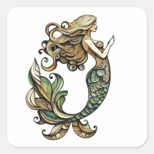 Mermaid square sticker