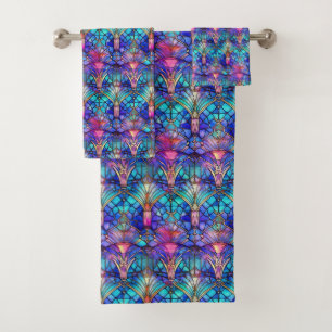 Mermaid Stained Glass Bath Towel Set