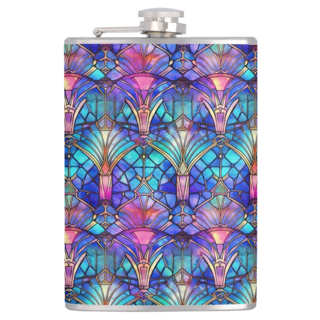Mermaid Stained Glass Hip Flask (Front)