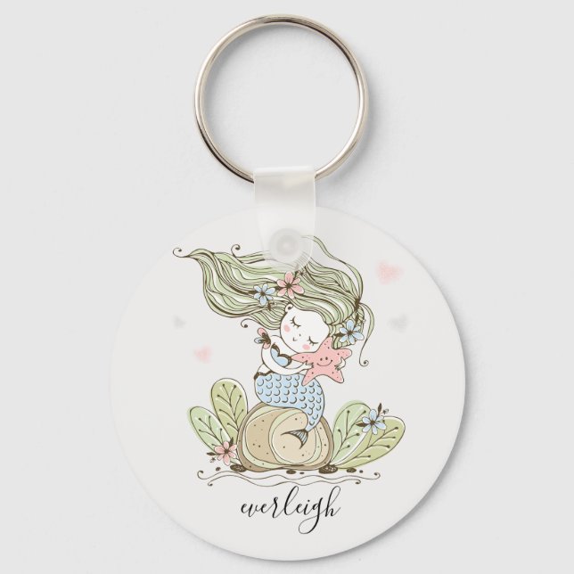 Mermaid Starfish Kid's Keychain (Front)
