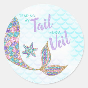 Mermaid sticker Glitter, Bridal Shower, Thank you