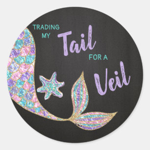Mermaid sticker Glitter, Bridal Shower, Thank you