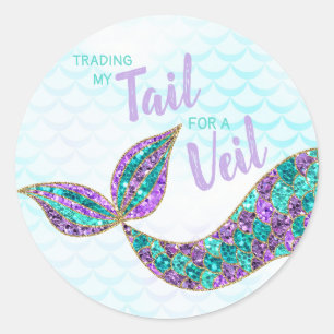 Mermaid sticker Glitter, Bridal Shower, Thank you