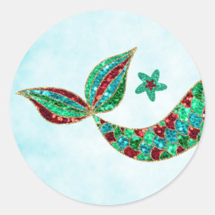 Mermaid sticker Glitter, Christmas Under the sea